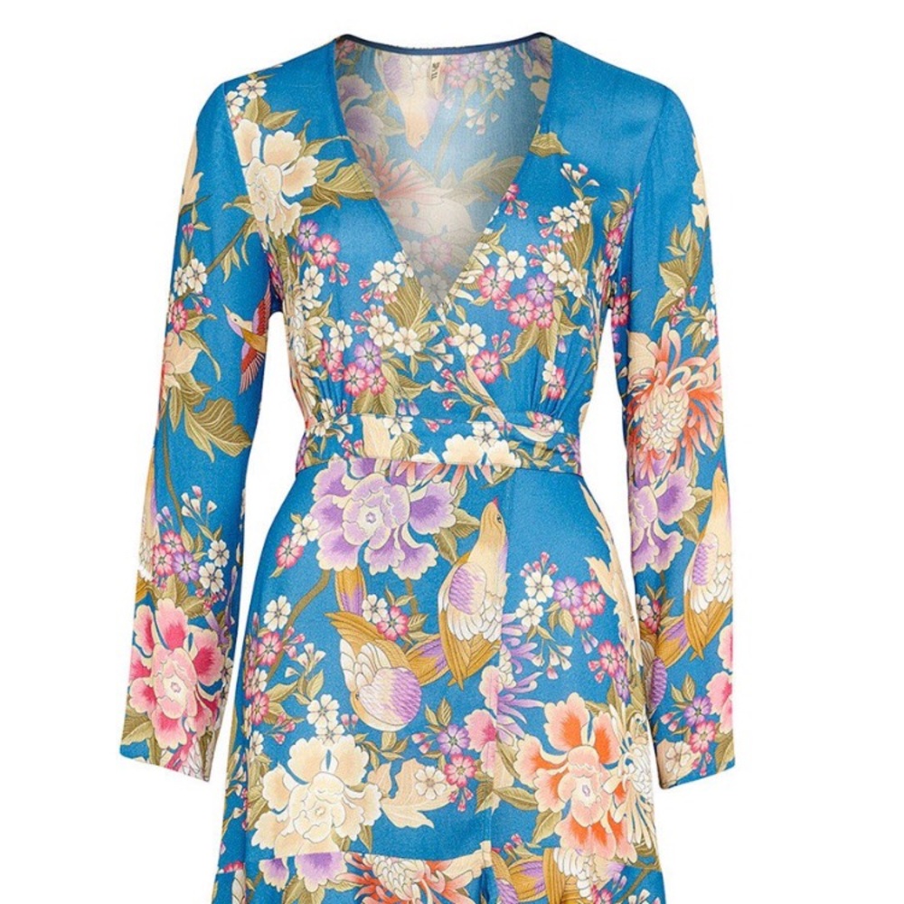 Spell & the gypsy blue skies wrap mini dress